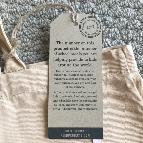 FEED The Children of The World 10 Cotton Soft Canvas Tote Bag In Cream & White - Picture 6 of 7